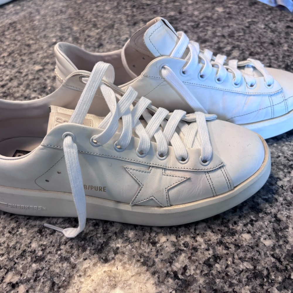 Golden Goose White Leather Star-Accent Women's Sneakers Size 10 - Picture 4 of 8